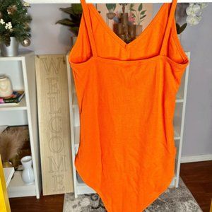 Basic Orange Ribbed Body Suit